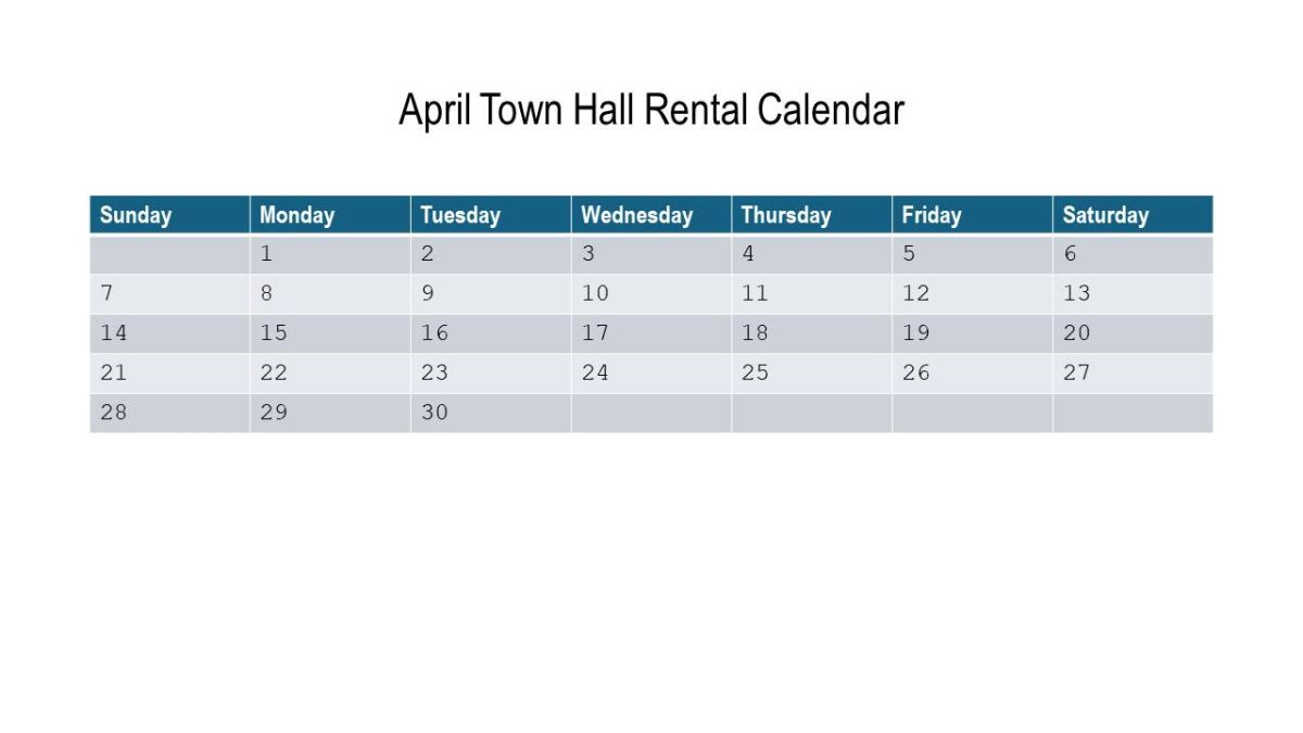 April Rental Calendar